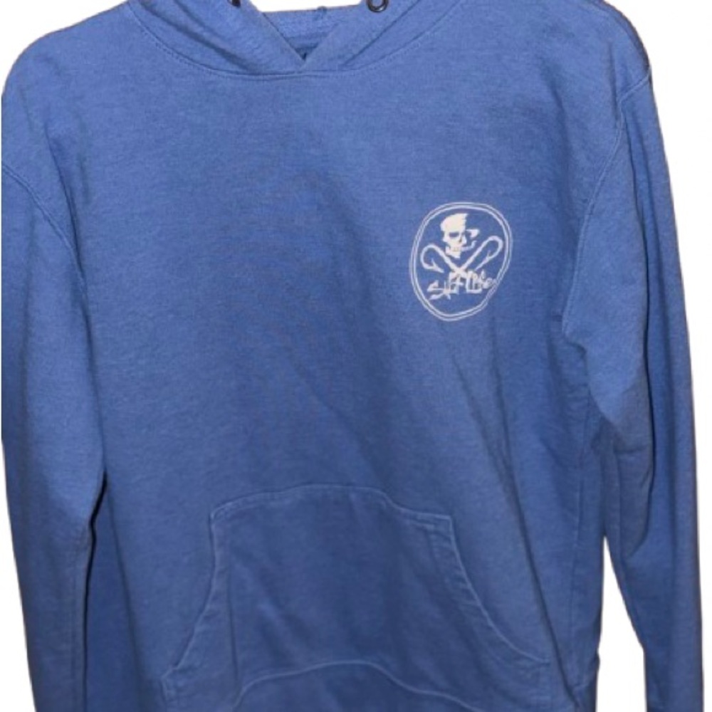 Salt Life Blue Hoodie with Skull Emblem medium